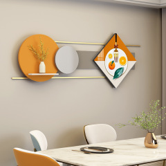 High-end creative 3D combination art decorative painting corridor restaurant wall decoration metal wall ornament shelf