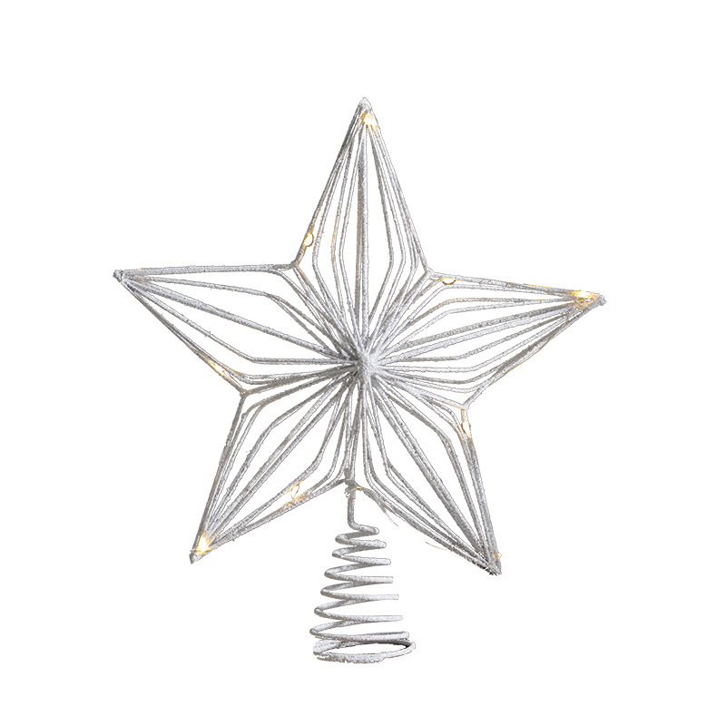 Nuevos productos transfronterizos árbol de Navidad estrella dorada plata blanca brillante árbol de Navidad decoración de Navidad estrella de cinco puntas
