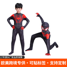 万圣节蜘蛛侠紧身衣连体衣儿童cosplay迈尔斯英雄远征成人衣服装
