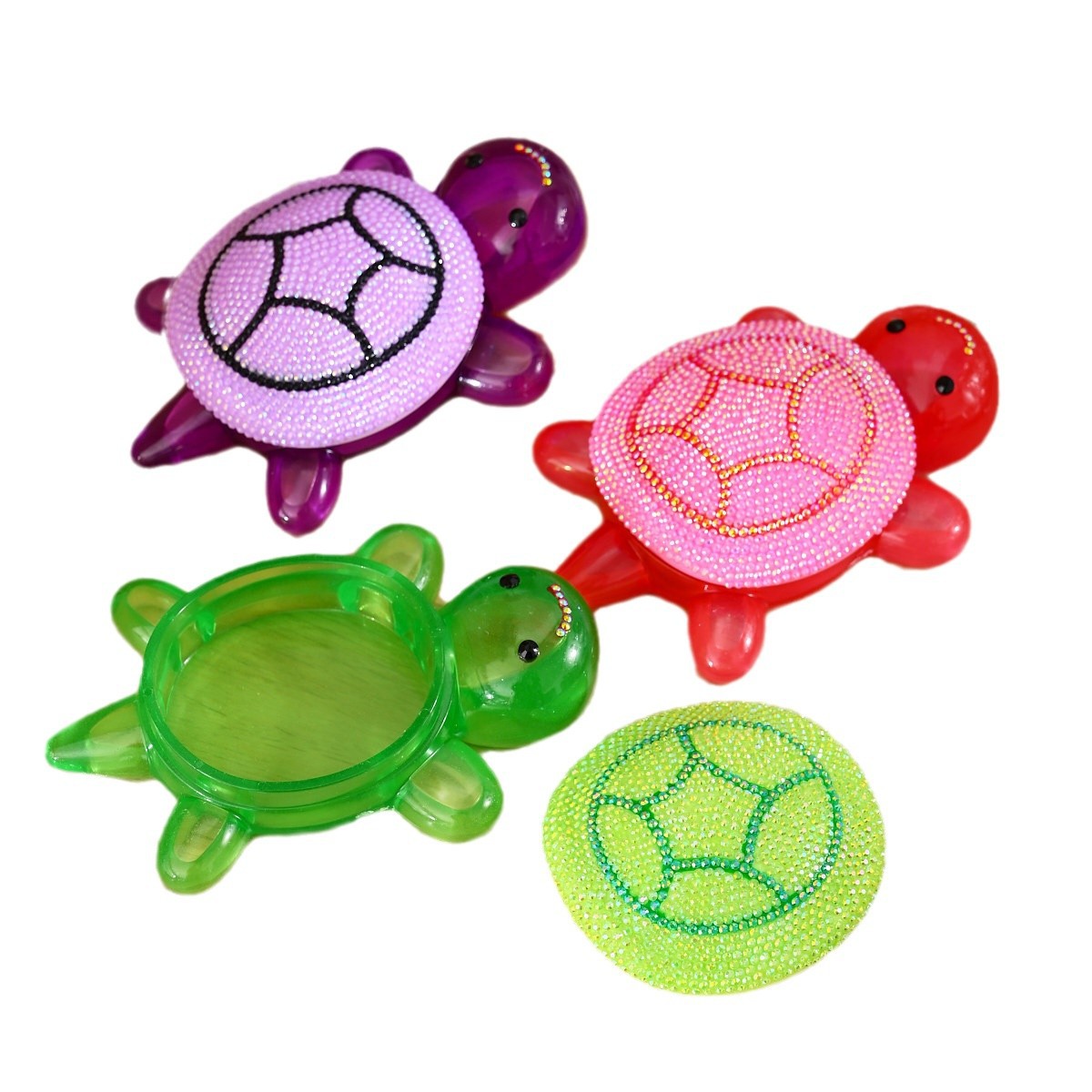 17 cm Diamante de puntos Tortuga grande Luminoso Paquete de material hecho a mano Nuevo lindo almacenamiento de tortuga Juguetes de decoración de tortuga pequeña