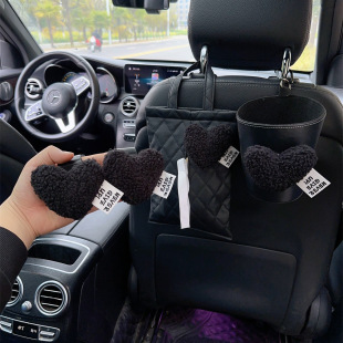 Car trash can front and rear seat hanging cute car storage bag tissue box two in one