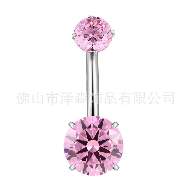 F136 Titanium Alloy Four-Claw 5A Round Zircon Navel Ring G23 Titanium Belly Button Jewelry detail image 8