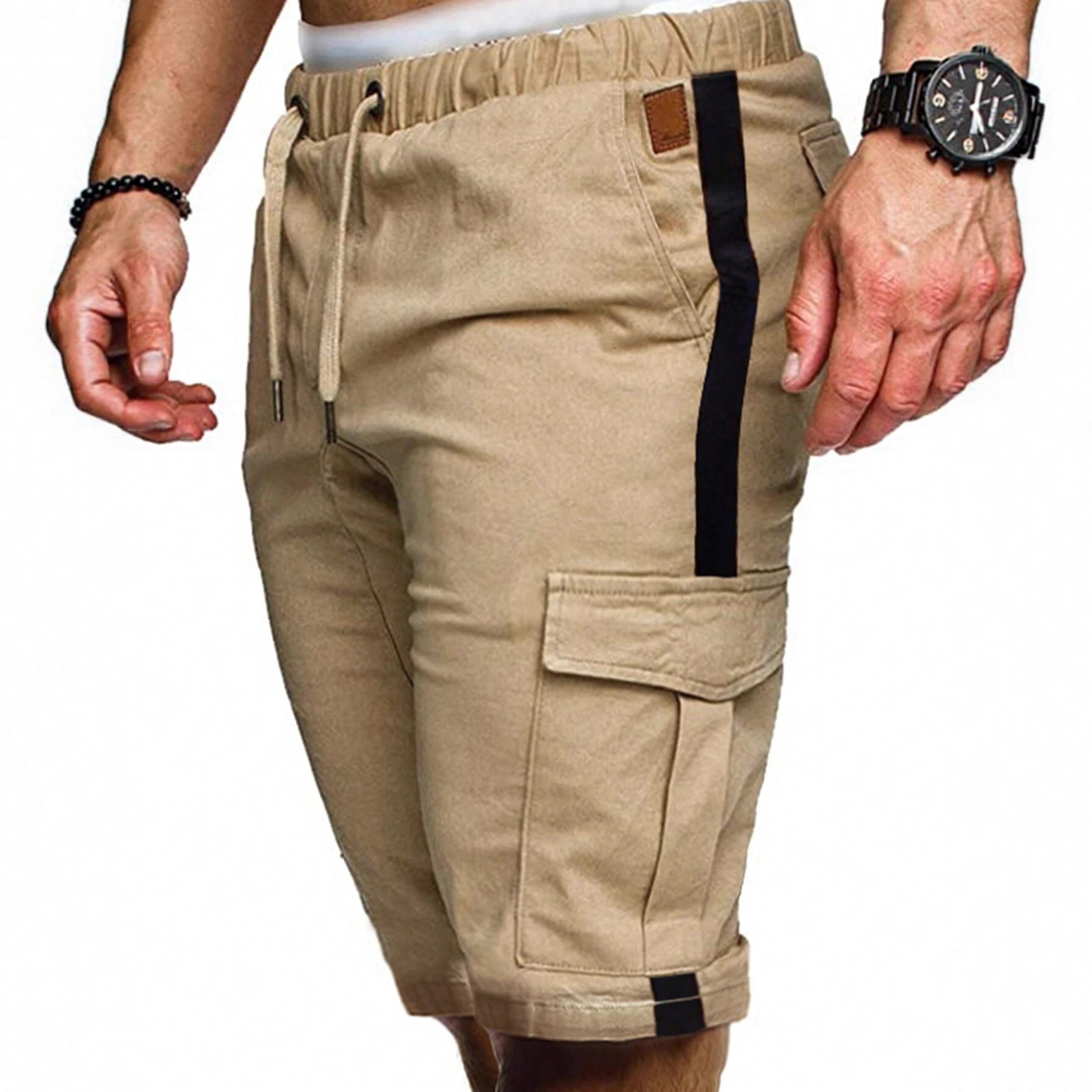 European Size Cross-Border New Cargo Shorts Men's Autum Splicing Solid Color Casual Sports Loose Straight Pants Foreign Trade