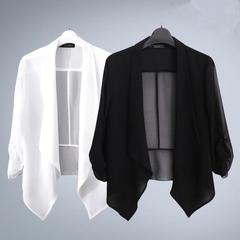 女性用シフォンカーディガンショール、薄手の夏用スカート、サスペンダースカート、万能スーツカラー、ショートスタイル