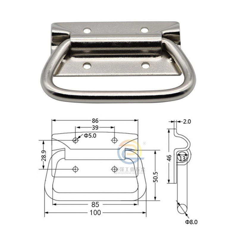 J201A粗線彈簧摺疊拉環拉手機械設備把手工具箱活動手提箱環提手