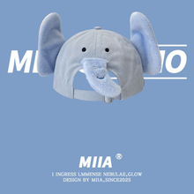 卡通宠萌乐园猫咪大象小兔刺绣棒球帽子女可爱ins鸭舌帽