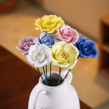 景德镇陶瓷花朵玫瑰素烧高温手工陶瓷捏花装饰创意永生花家居摆件