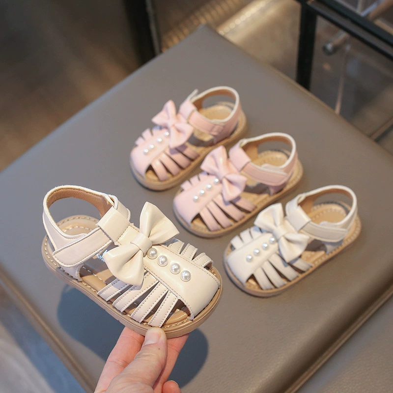 Сандалии для девочек с бантом 2025 лето новая детская принцесса обувь обувь для девочек иностранная мода принцесса сандалии