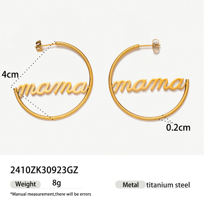 TENA estilo de estilo simple personalidad auriculares de acero inoxidable de oro 18K corte inglés aretes redondos para mujeres nuevas