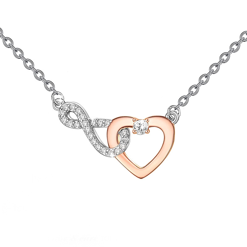 Women's Gender Plating, Inlay Design 925 Sterling Silver Zircon Plating Inlay Heart Shape Pendant Necklace