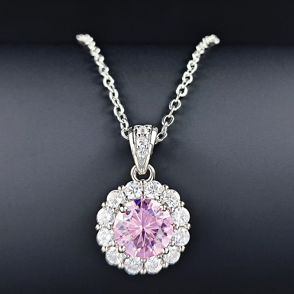 shein source new micro-inlaid pink diamond zircon ladies necklace fashion Joker engagement banquet neck chain x6527