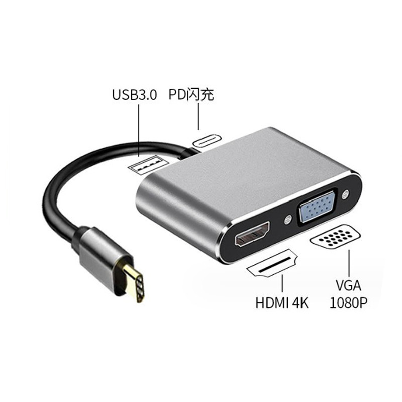 Type-c-hdmi + vga + u3 + pd usb3.1 to vgaアダプタhdmiコンバータは4kに対応しています|undefined