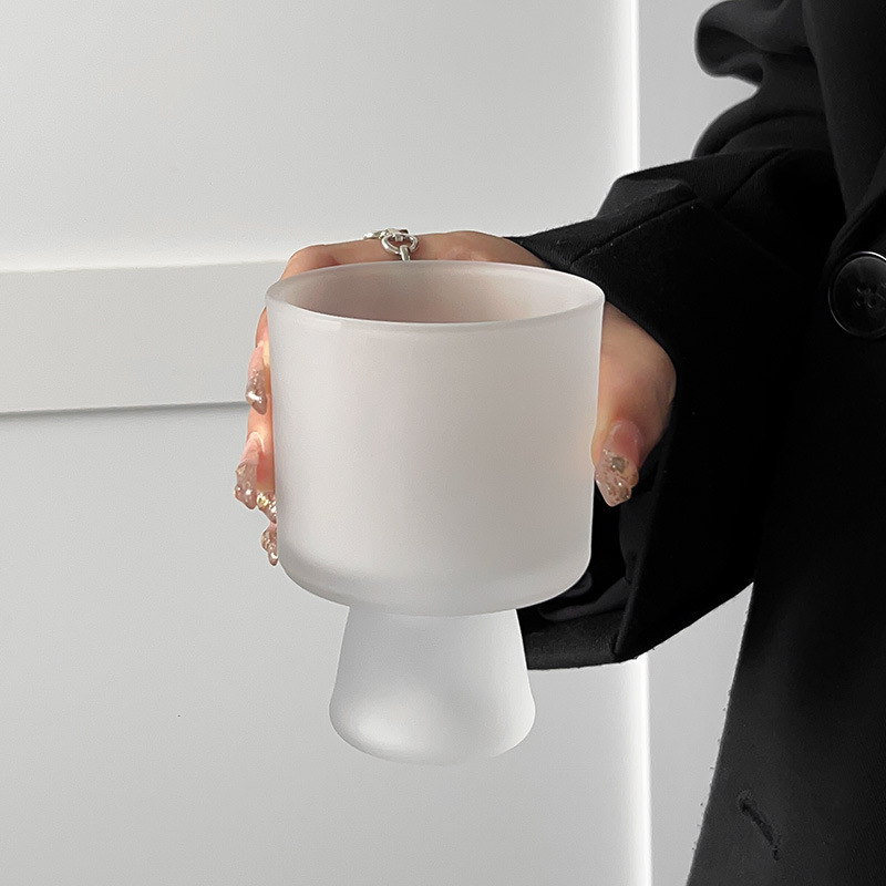 Taza de vidrio con textura mate de nicho Taza de personalidad de estilo ins Taza de bebida de sentido avanzado Taza de helado Taza de postre