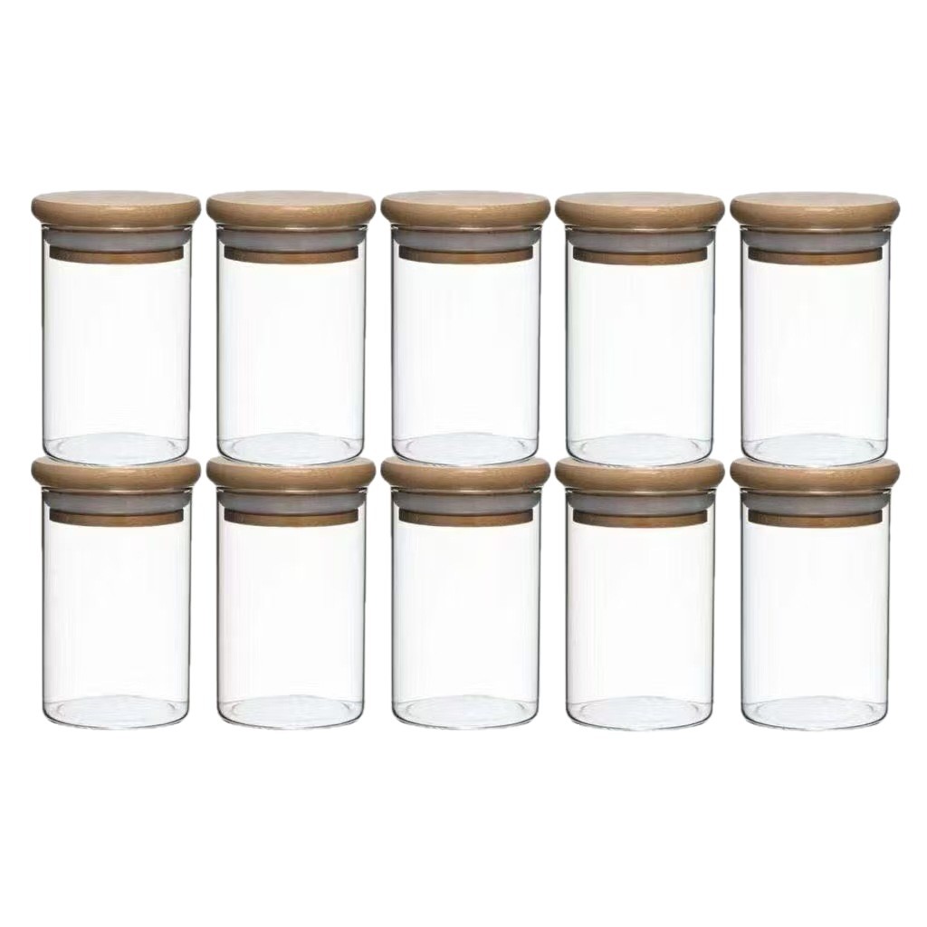 caja de almacenamiento doméstica de gran capacidad con marco giratorio de madera gruesa y transparente tanque de sellado de granos gruesos