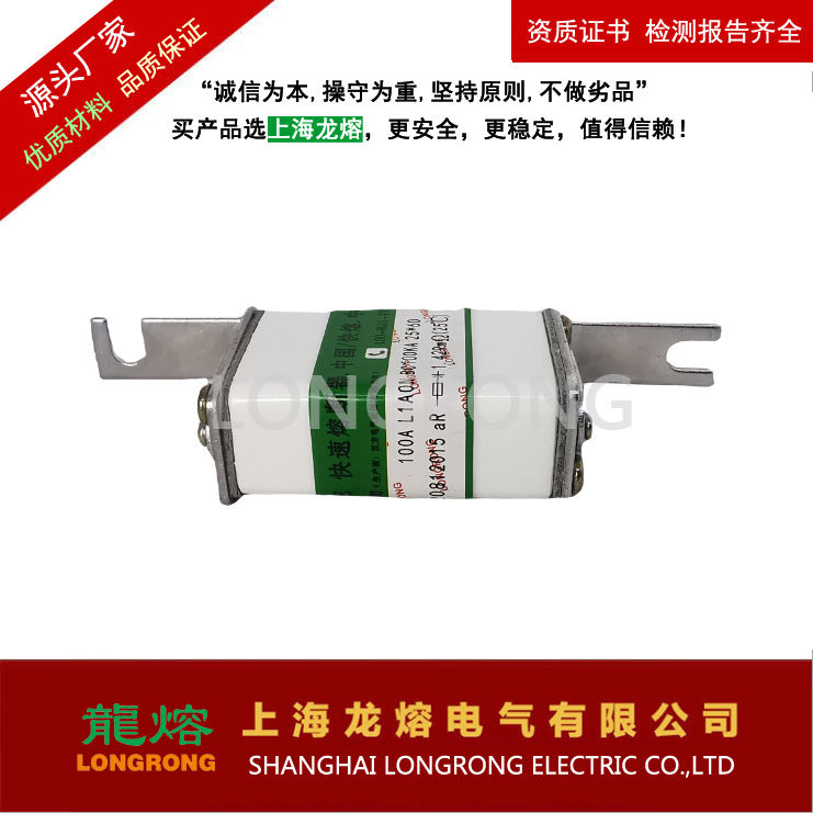 RS4 1200V 100A 快速熔断器，银片熔芯,上海龙熔，认准"龍熔"品牌