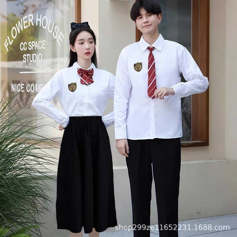 College Style Chorus Poetry Recitation Performance Suit Dress Junior High School College Student White Shirt Graduation Season Shirt