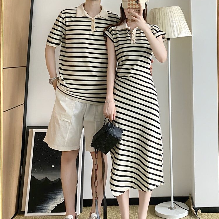 Chanel-Style Couple Outfits Set for Summer, One Dress and One Shirt, Trendy French-Style Dress, Internet Celebrity Style, High-End Feel, You Wear His Clothes, I Wear Hers Chanel-Style Couple Outfits Set for Summer, One Dress and One Shirt, Trendy French-Style Dress, Internet Celebrity Style, High-End Feel, You Wear His Clothes, I Wear Hers