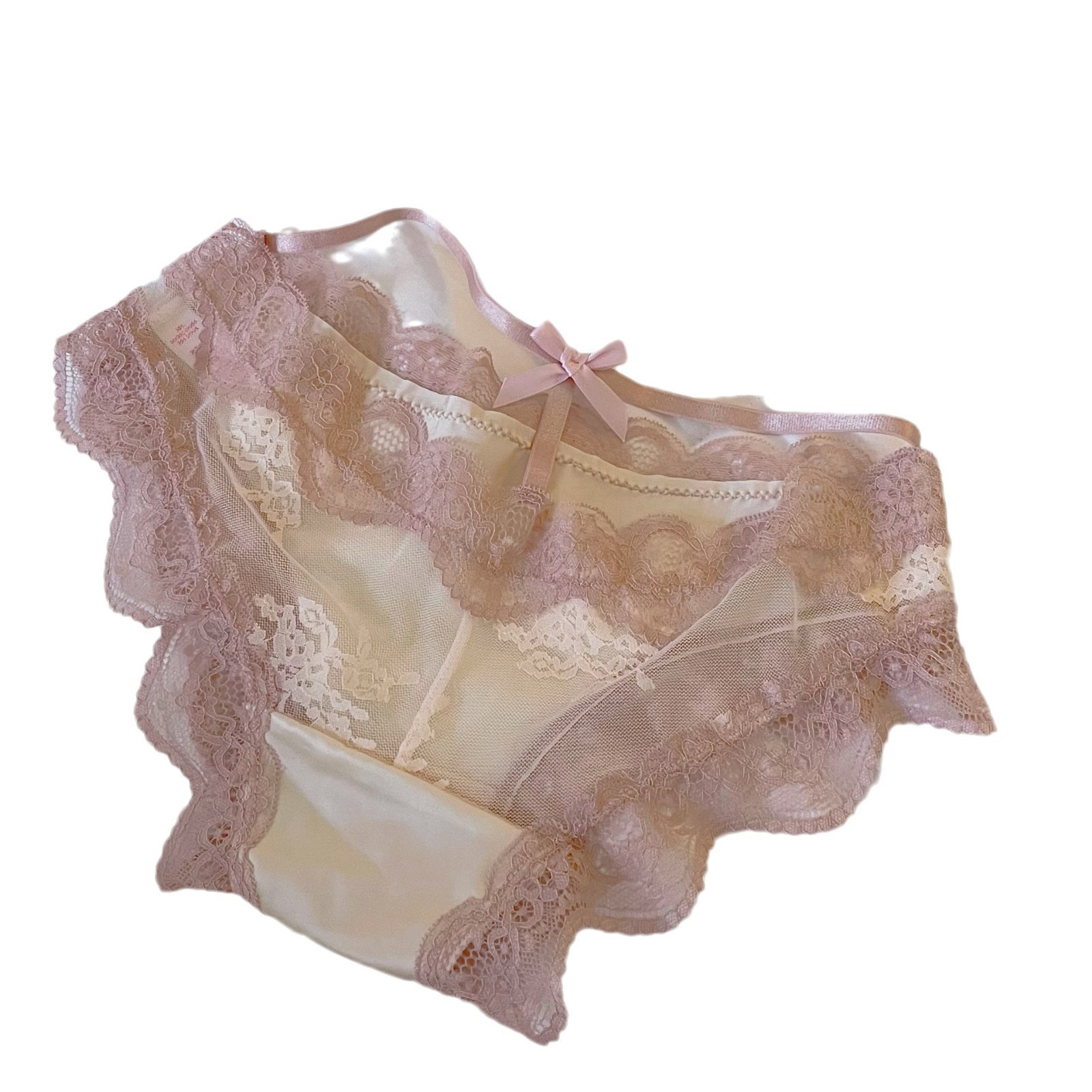 レースセクシーパンティー レディース フレンチサテン 純粋な欲望 シースルー 綿100% シームレス 通気性のあるメッシュガーゼ ガールズ ローウエスト 三角パンツ