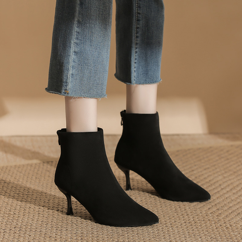 Winter New Pointed Stiletto Heels Small Size 313233 Ankle Boots Naked Boots Martin Boots Work Large Size 414243