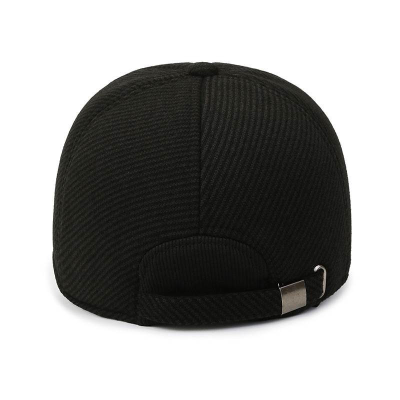 Warm Men's Wool Baseball Cap With Ear Protection For Winter_voghion.com