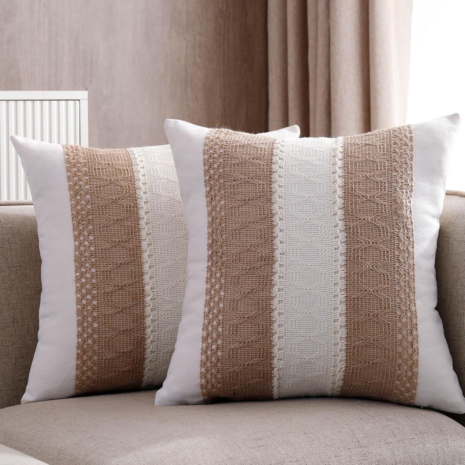 Bohemia almohada almohada de algodón lino empalme almohada de sofá de color contrastante almohada de cintura de oficina Amazon venta caliente almohada