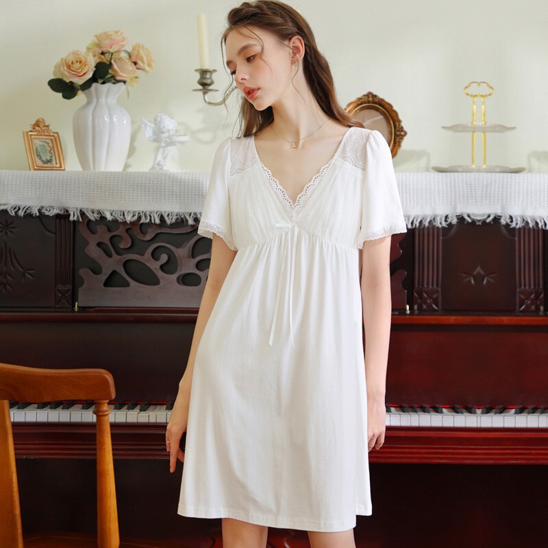 Nightgown with Breast Pads for Women, Summer Thin Style, Large Size, Modal Fabric, Popular Model, 2026 New Style, Elegant Princess Style, French Style