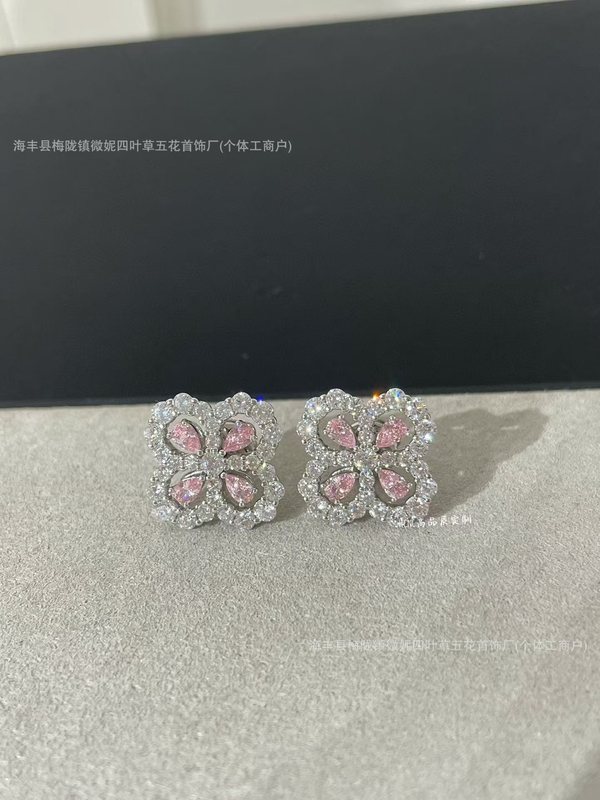 フルダイヤモンド四つ葉のクローバーネックレスレディース S925 シルバー HW ハイバージョンログネックレスライト高級ニッチハイエンド気質鎖骨チェーン|undefined