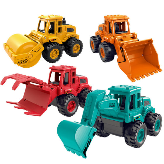Children's inertia car engineering vehicle excavator soil pushing and digging forklift boy baby toy car gift wholesale
