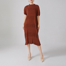 三宅春夏新款连衣裙女装高级感宽松大码纯色欧美外贸爆款礼服长裙