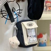 日系ins休闲少女小包包 百搭斜挎包可爱透明吧唧痛包谷子包手机包