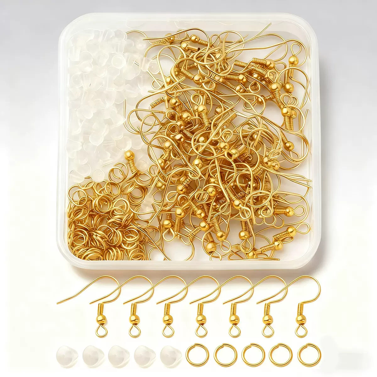 diy饰品配件 耳钩单圈耳塞套装 5mm单圈+大耳钩+4mm小号耳堵100个