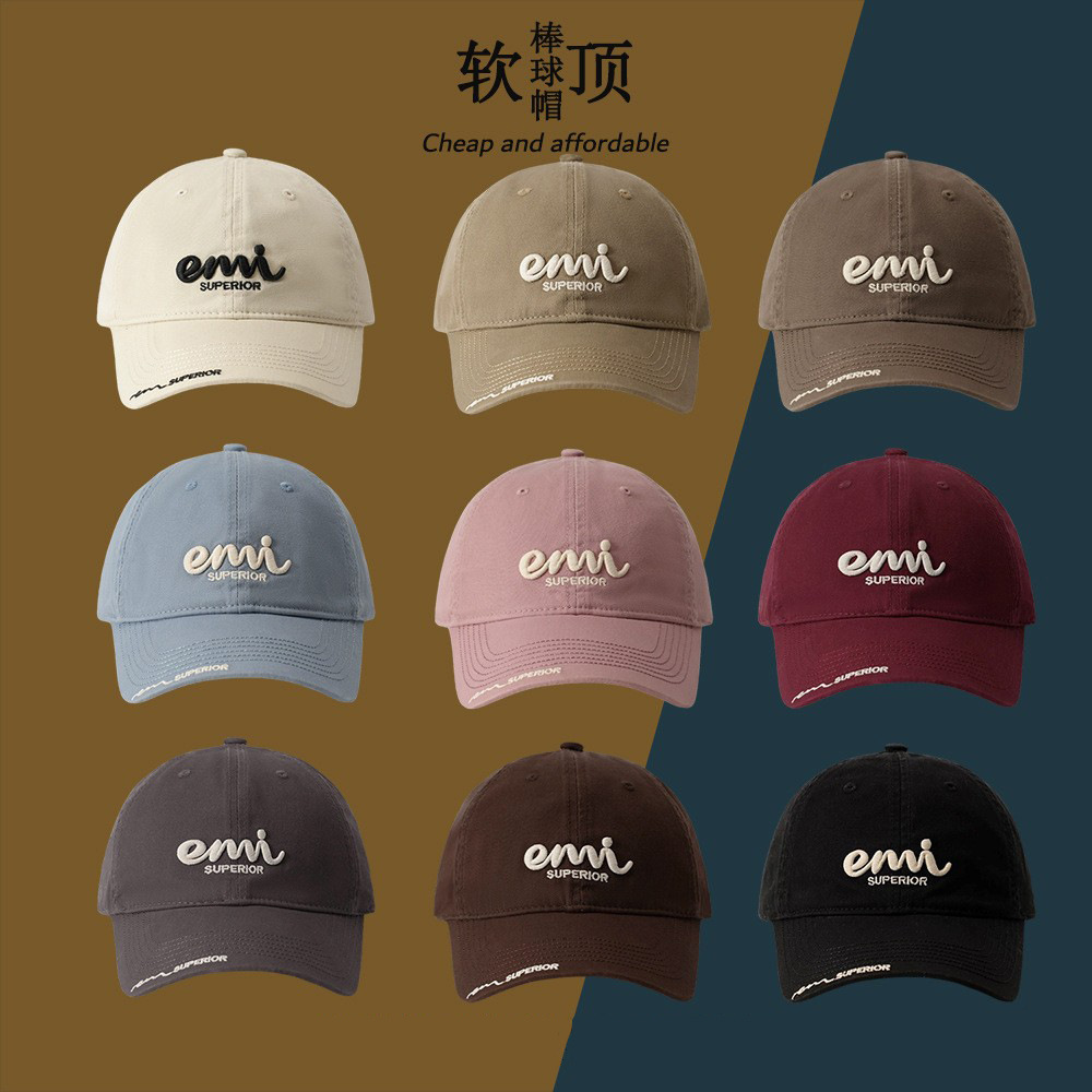 Sombreros coreanos de mujeres red letras rojas bordadas sombrero de béisbol suave superior casual versátil primavera y verano cara pequeña sombrero de pato sombrero