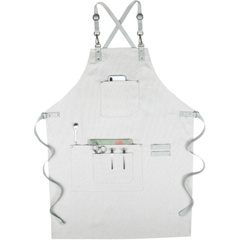 Lienzo delantal logotipo personalizado restaurante artista floral peluquería cafetería trajes delantal al por mayor personalizado