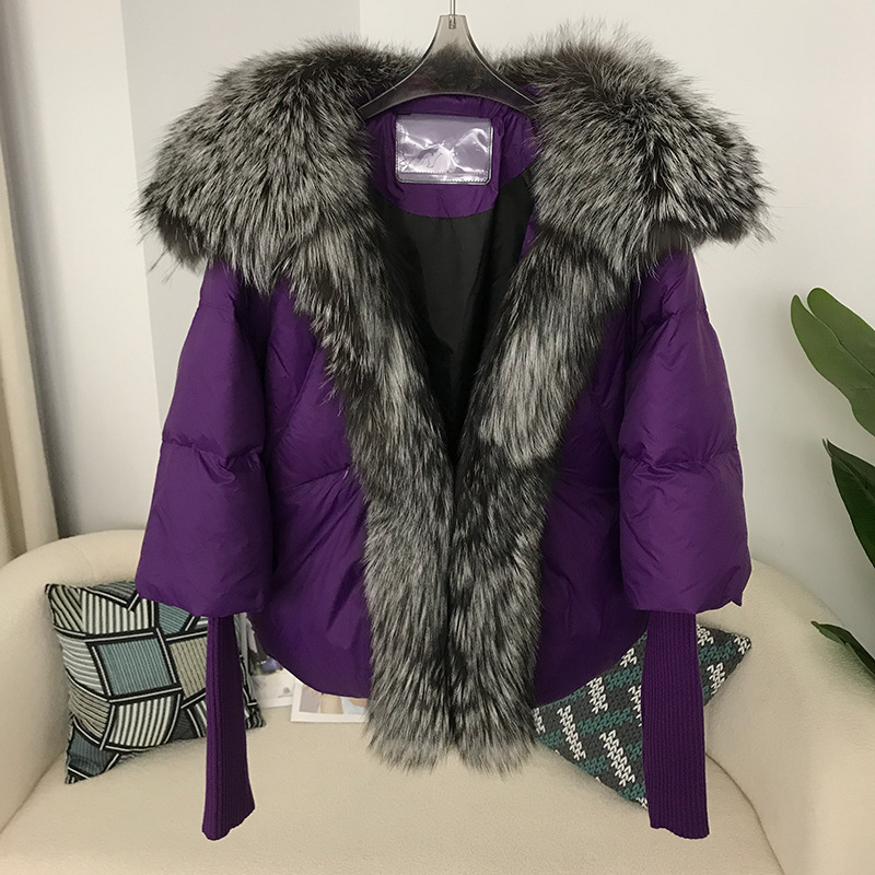Women's Down Jacket With White Duck Down And Fur Short Coat_voghion.com