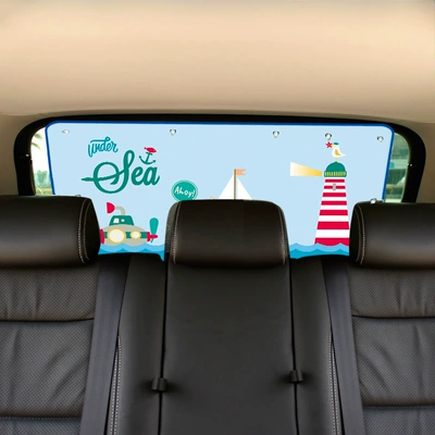 Creative Cartoon Car Sunshade Car Sunshade Suction Cup Car Rear Windshield Sun Protection and Heat Insulation Baffle (Car curtains) - rear-window-sailboat