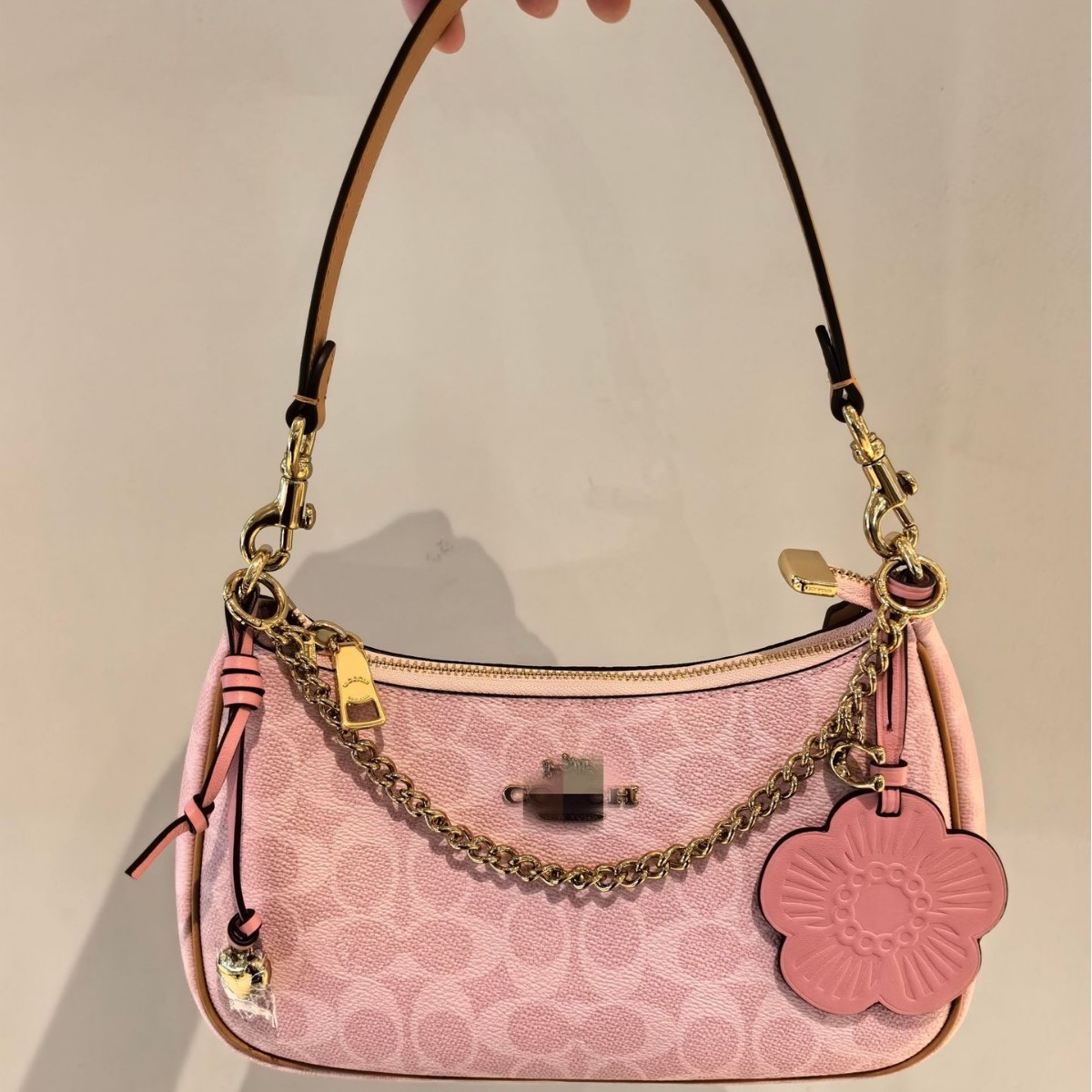 Coach Çəhrayı Çiçək Çapı Çiyin Çantası və Tote Modeli