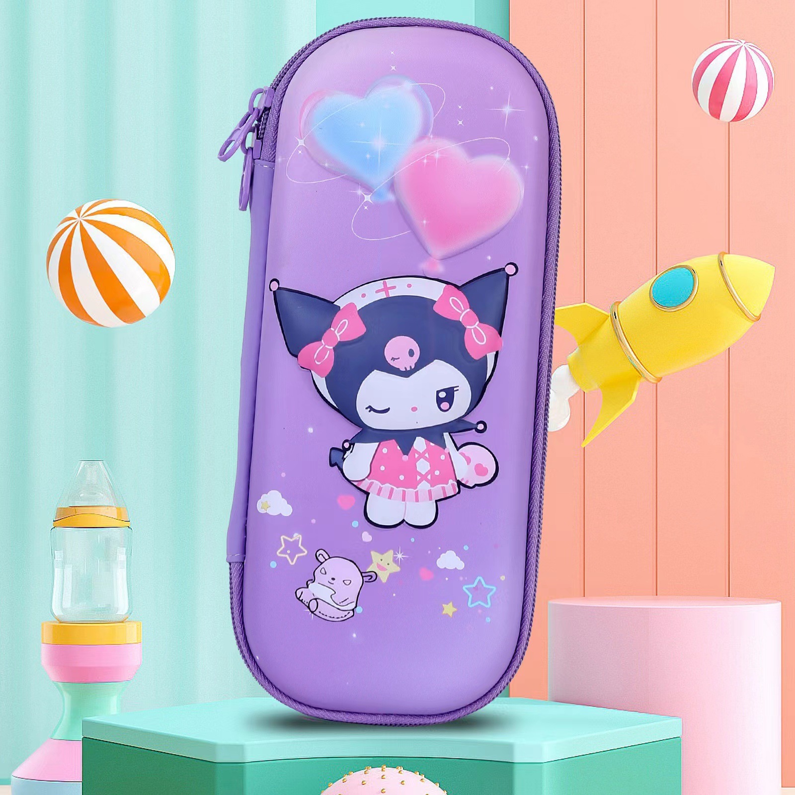 Nueva caja de papelería 3D bolsas de lápiz de dibujos animados EVA bolsas de lápiz estereoscópicas coreanas para niños y niñas bolsas de gran capacidad