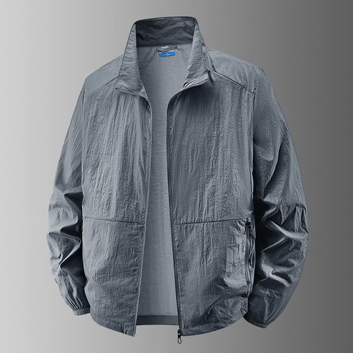 Popular summer men's sun protection clothing, outdoor casual windbreaker jacket, youth stand-up collar, loose large size skin clothing
