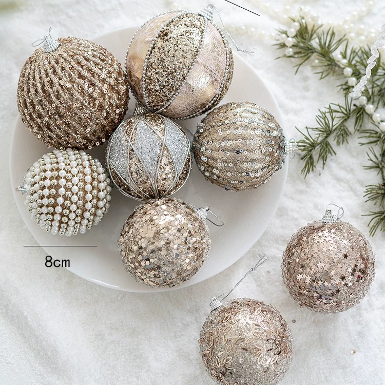 Новогодние украшения — коллекция золотого шампанского, assorted шары, звезды и банты, размеры 6–23 см