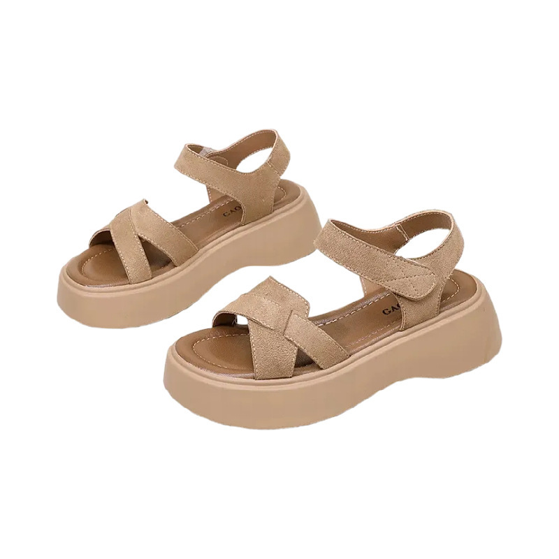 Sandalias romanas de base gruesa coreana para mujeres verano 2026 nueva moda versátil con una base suave no cansada sandalias de playa