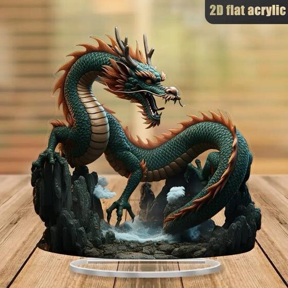 2025 Cross-border Explosions Flat Acrylic Dragon Decoration Gift Living Room Home Decoration Office Creative High Precision