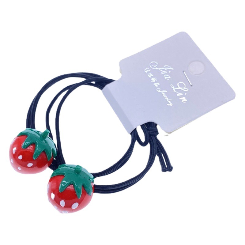 Dos tarjetas de pedido pintura brillante rojo fresa negro banda de pelo cuerda de pelo banda de goma 2 yuanes dos yuanes tienda cabeza Accesorios