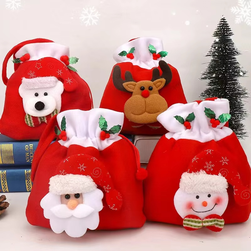 クリスマスギフトバッグ サンタクロース 雪だるま リンゴ収納袋 クリスマスイブ キャンディギフトバッグ クリスマス サンタクロース|undefined