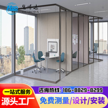 广东佛山办公室钢化玻璃高隔断墙铝合金屏风带百叶隔音墙玻璃墙