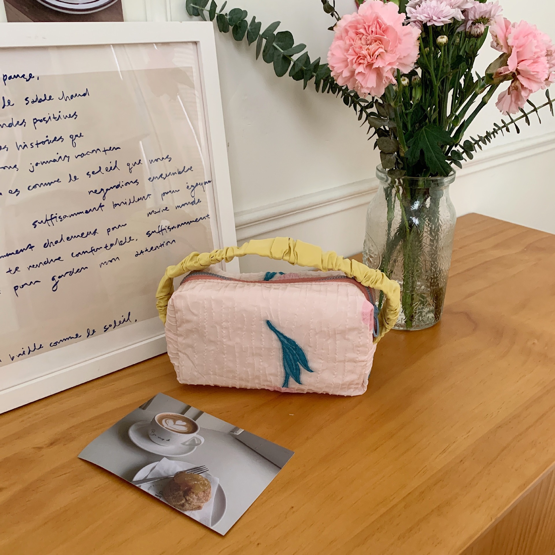 26143 textura fresca de gran capacidad estudiante bolsa de cosméticos embrague lienzo organización bolsa de almacenamiento portátil al por mayor