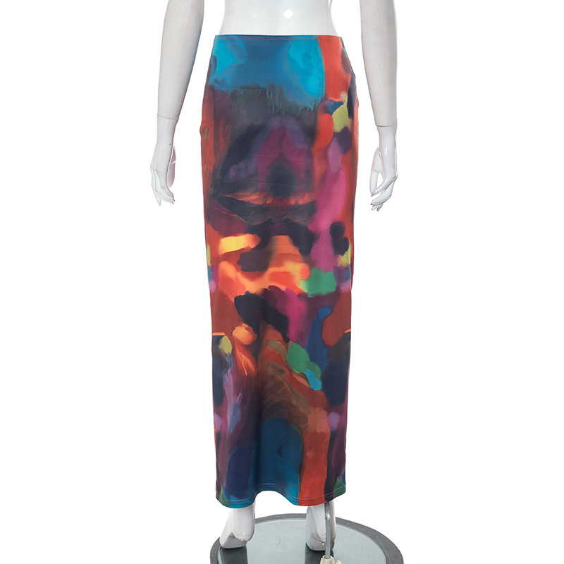 119g Weight Maxi Long Dress Dress Length Type Hip skirt Dresses Type Spandex, Polyester, Milk Silk Printing Fabric Type High Waist Waist Line High Elasticity Elasticity Daily Occasion Painted Function Slim Fit Type Geometric Pattern Spring, Autumn Season Women's Gender wind, Streetwear Style Women's Summer New Casual Painted Print Bare Midriff Slim Fit Sheath Long Skirt 13