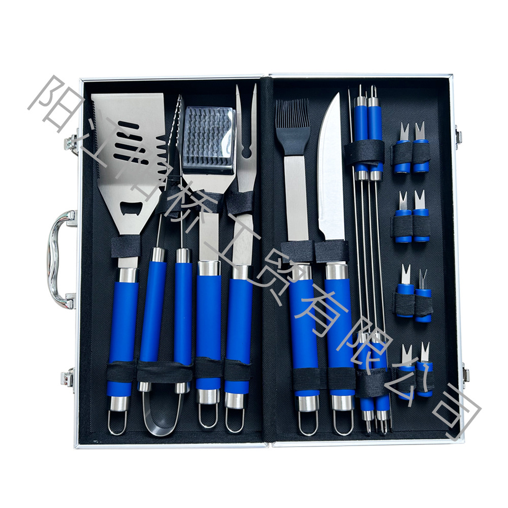 Spot Source Fabricante BBQ Juego de barbacoa de bolsa de tela Oxford Juego de abrazadera de pala de acero inoxidable Juego de asa de tubo redondo para hornear