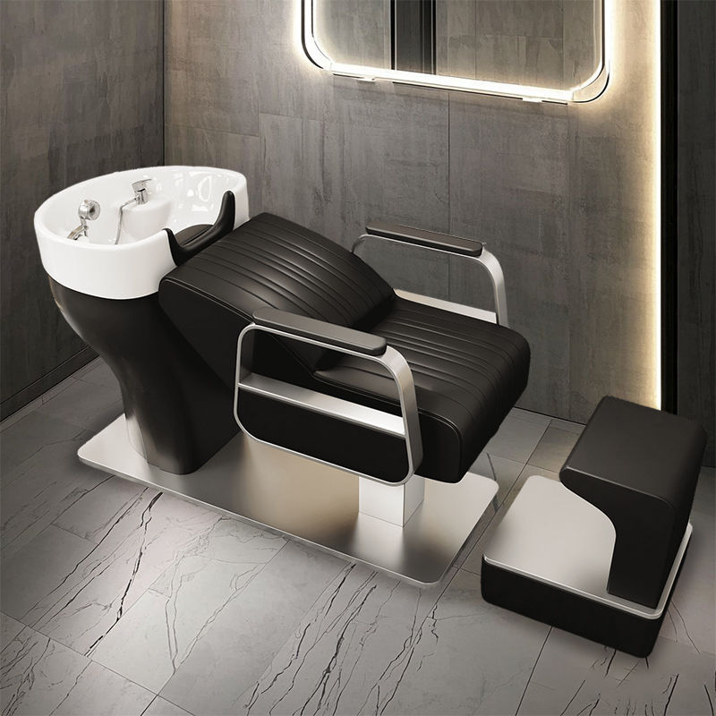 둥근 세면대 블랙 가죽-실버 플레이트 + 온수기