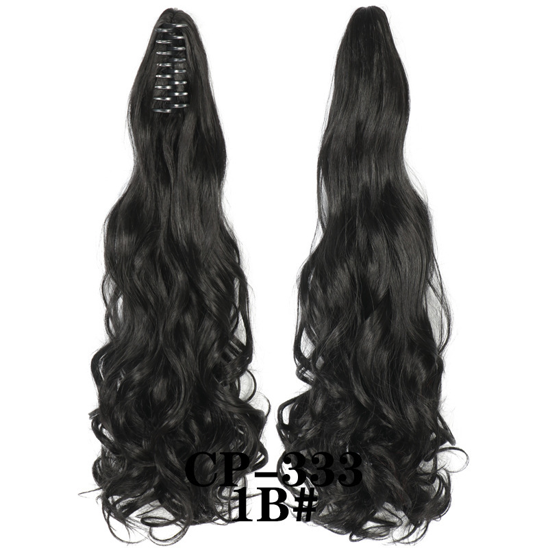 Europa y los Estados Unidos pelucas ondas largas pelucas de fibra química agarrar clip de cabello rizado garra de caballo 8 dientes fábrica de cola de caballo en stock