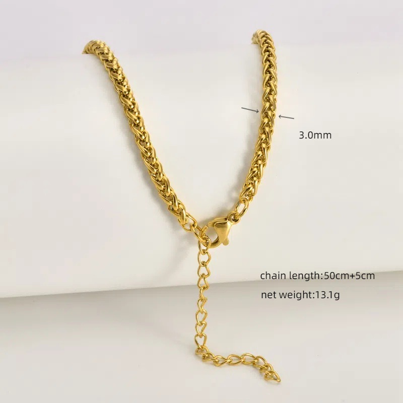 17g Weight Chain Jewelry Making Type 18K Gold Plated Plating Material Chain Necklace Classification 1 Piece Quantity Titanium Steel Material Geometric Pattern All Seasons Season Polished Finish Plating Design Simple Style Style 1 Piece Titanium Steel 18K Gold Plated Polished Chain Necklace Chain Simple Style Geometric 1